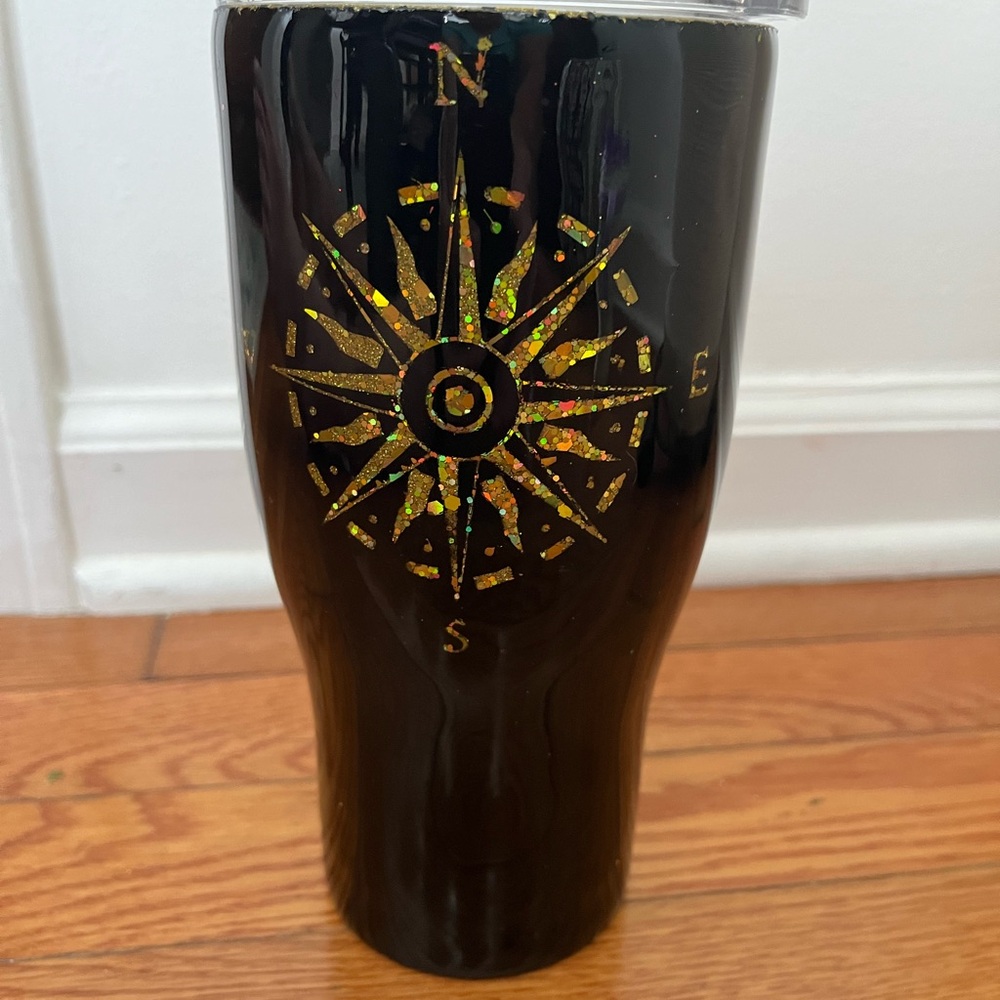 Coffee Mug Cup Black World Globe 30oz